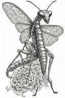 praying mantis tattoo design idea