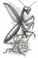 praying mantis tattoo design idea