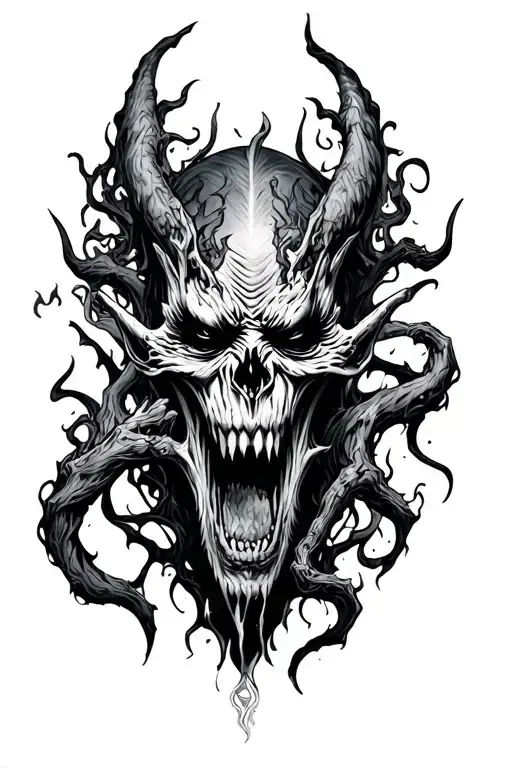 demons in hell tattoo design idea