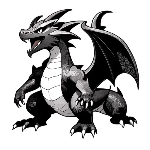 charizard burning tattoo design idea