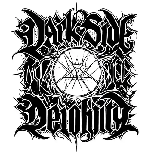 Dark Side, Illusion, Devotion and Disability style calligraphy. tattoo design idea