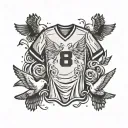 #8 football jersey on a hanger with doves flying around tattoo design idea