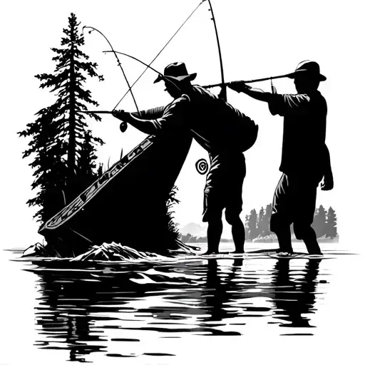 Dad And Son Fishing tattoo design idea