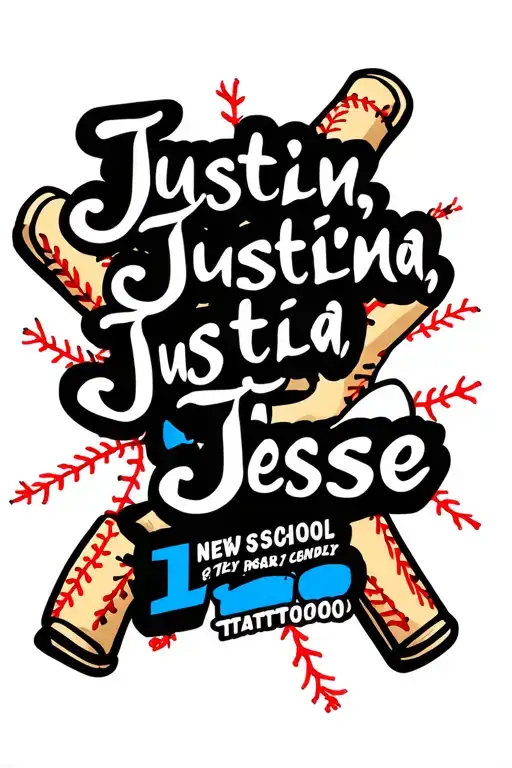 "Justin, Justina, Jesse," crossword puzzle with baseball tattoo design idea