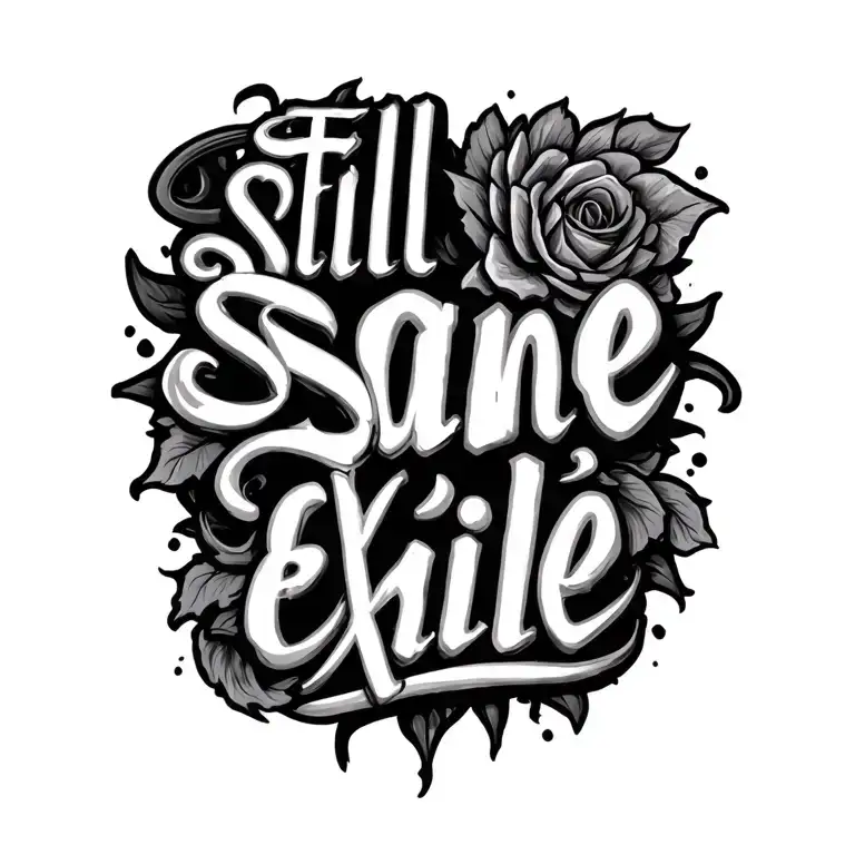 Text: "Still sane, exile&" tattoo design idea