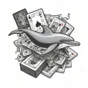 Playing cards with rubiks cube, music production, disc golf, submarine dolphins  tattoo design idea