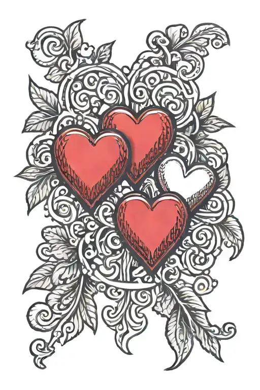 three red candy hearts connected tattoo design idea