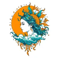 sun and clouds  tattoo design idea