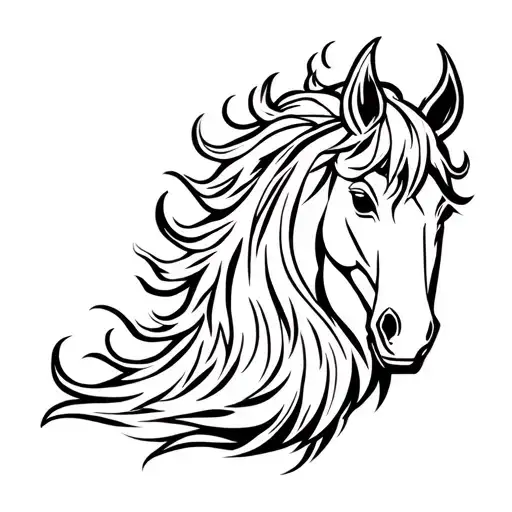 firey demonic horse tattoo design idea