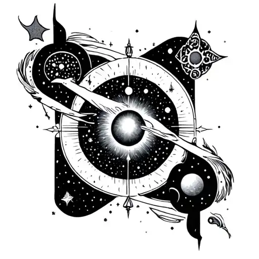 celestial themed tattoo featuring elements tattoo design idea