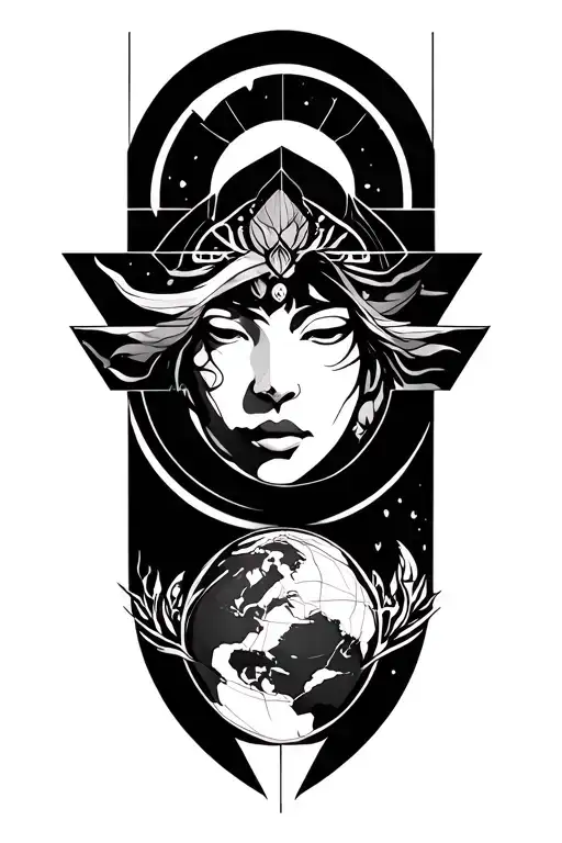geometric with earth air bender tattoo design idea