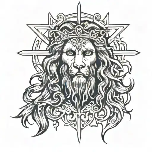 Jesus,lion,triple cross tattoo tattoo design idea