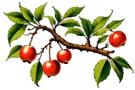 tree branch with crabapple tattoo design idea