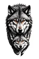 Wolf With 2 Cubs tattoo design idea