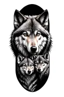 Wolf With 2 Cubs tattoo design idea
