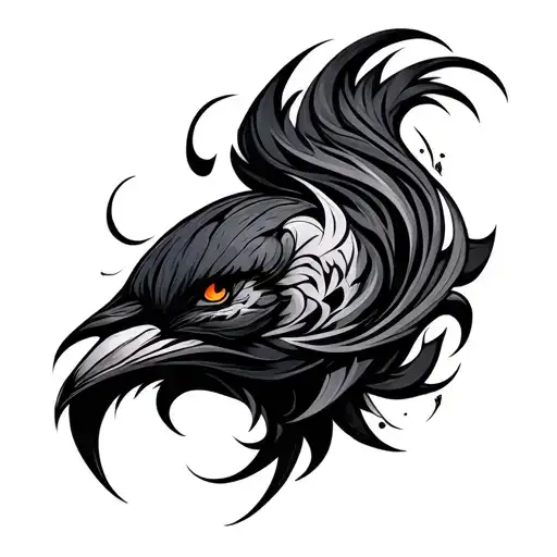 thick black ornimental cyber tribal tattoo design idea