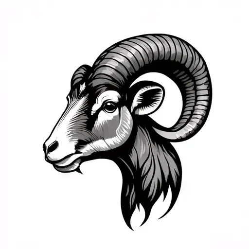 I would like a tattoo on my back. The tattoo should be drawn in fine lines. The tattoo should depict a ram's head fronta tattoo design idea