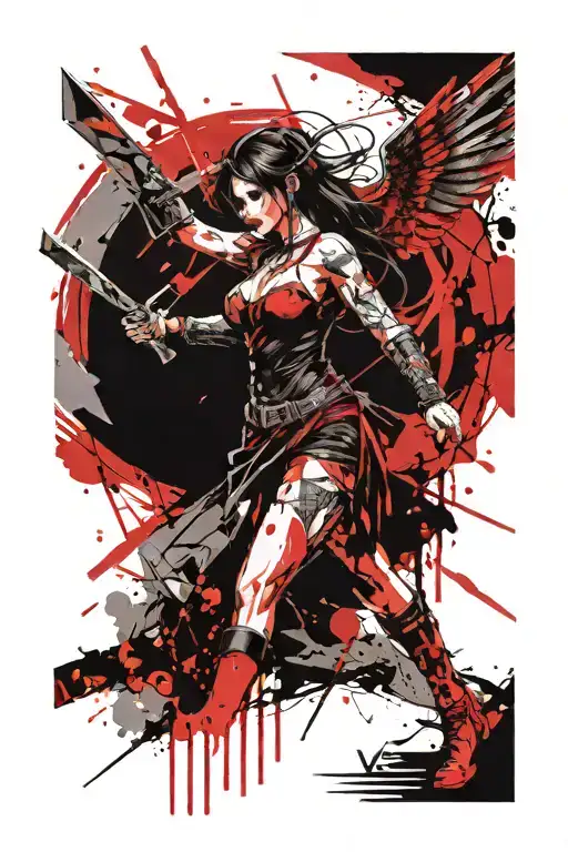 valkyrie with axe tattoo design idea