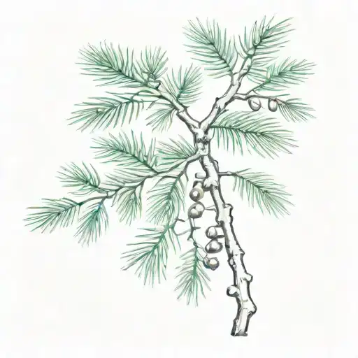 evergreen tree branch tattoo design idea
