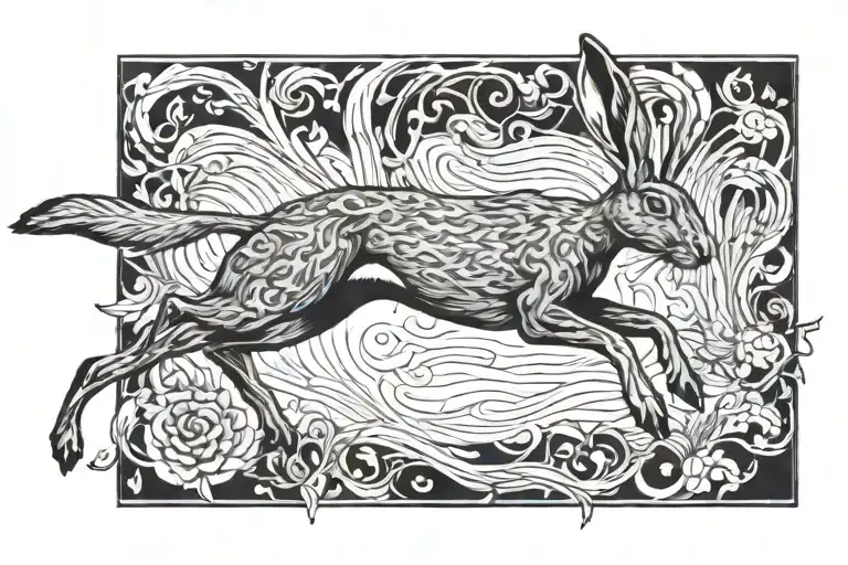 hare running tattoo design idea