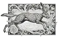 hare running tattoo design idea