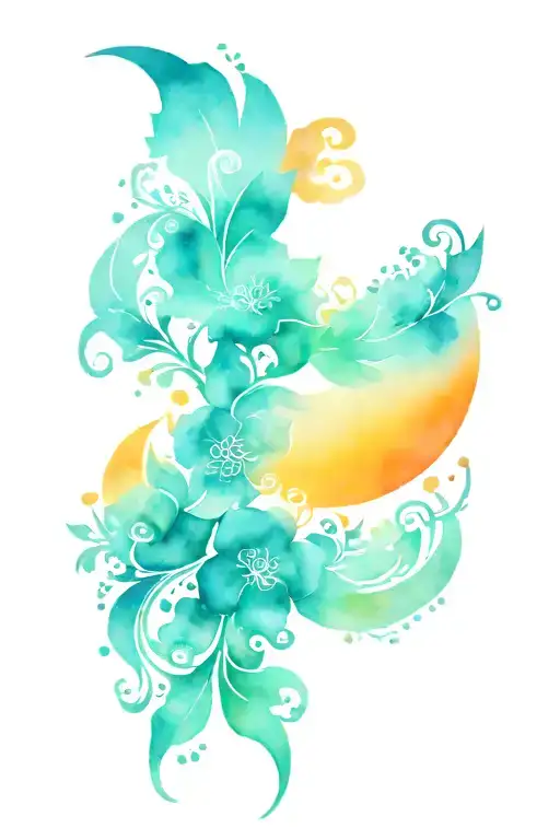 boho moon and ornamental tattoo design idea