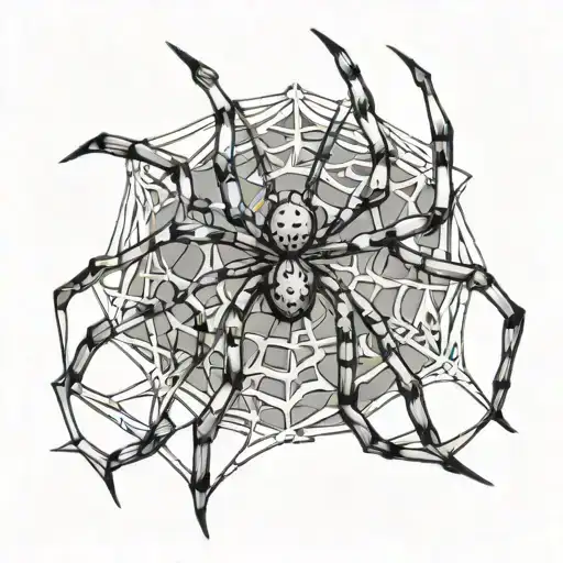 spider and spider webs entwined tattoo design idea