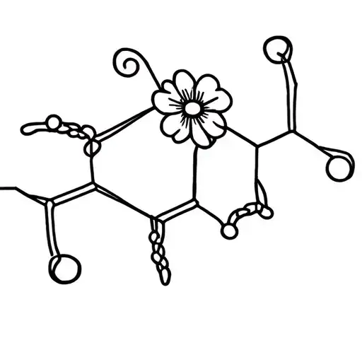 dopamine molecule structure with flower tattoo design idea