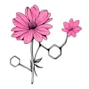 dopamine molecule structure with flower tattoo design idea