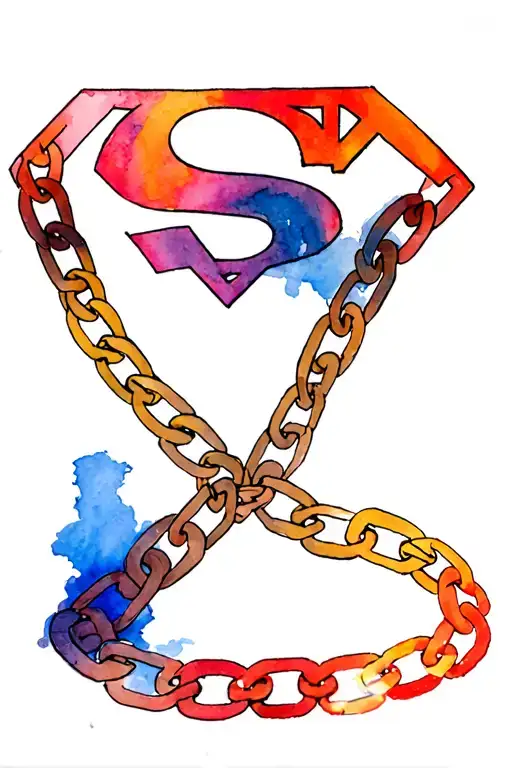 superman with chain tattoo design idea