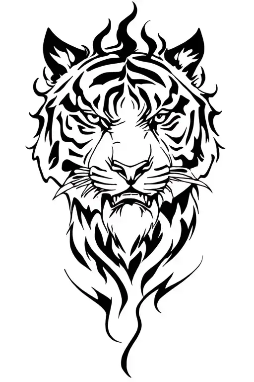 fire tiger head tattoo design idea