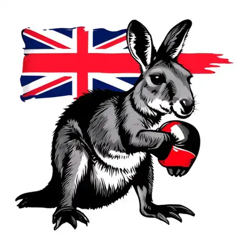 boxing kangaroo, Australia flag , sourthern cross flag tattoo design idea