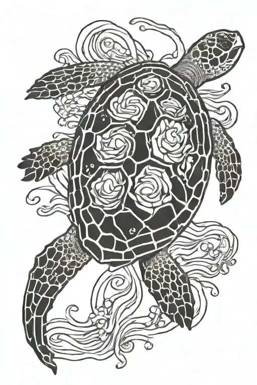 melting sea turtle tattoo design idea