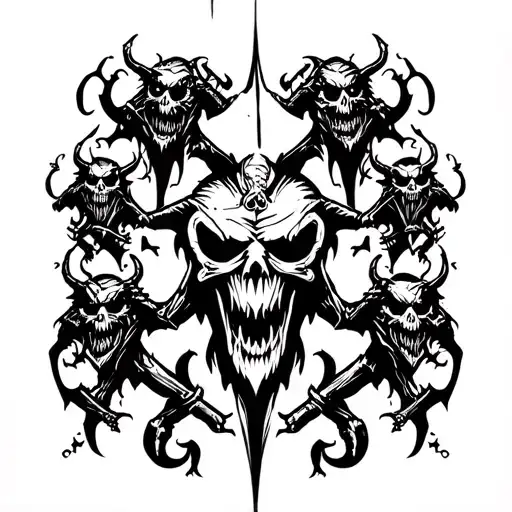 lots of demons arm sleeve undertaker tattoo design idea