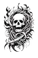 blackwork bold abstract full intertwined ornamental creepy high-contrast intricate aesthetic board raw strokes  tattoo design idea