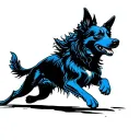 and Blue Healers Dog Running tattoo design idea