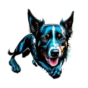 and Blue Healers Dog Running tattoo design idea
