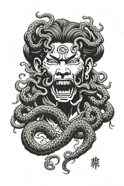 Medusa head hand tattoo design idea