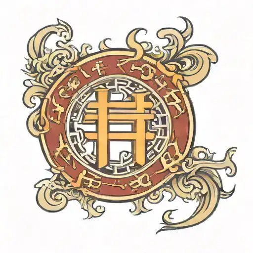 Chinese letter  honor god tattoo design idea