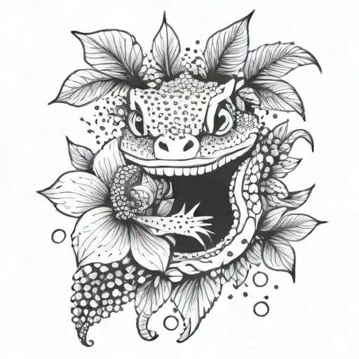 flowers and geko hooligan tattoo design idea