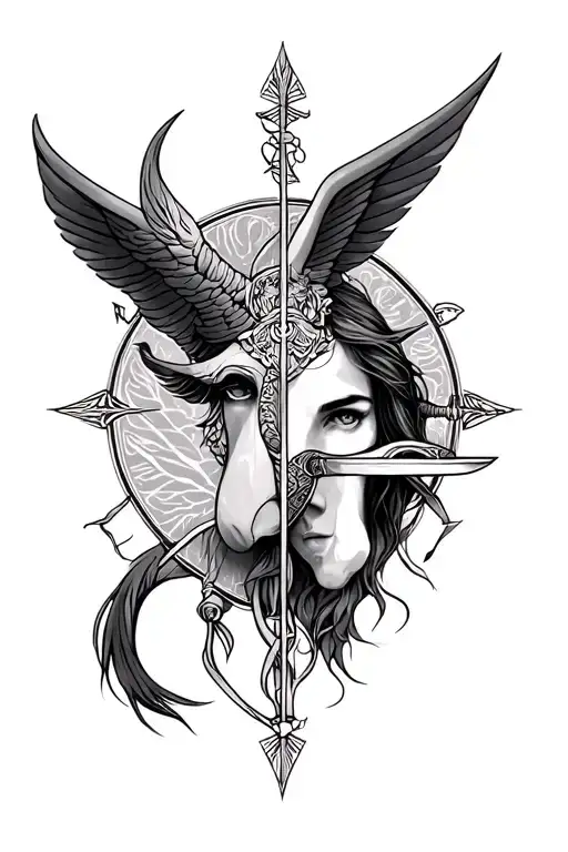 Libra And Sagittarius Combined tattoo design idea