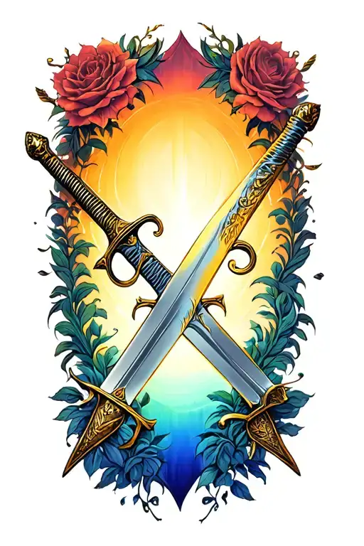 swords crossed tattoo design idea