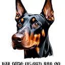 doberman dog head looking forward  to me with 888 number written below tattoo design idea