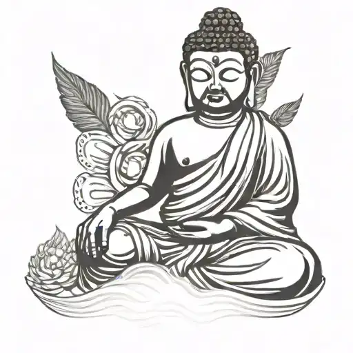 meditating budha sitting tattoo design idea