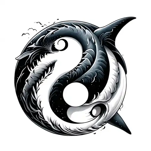 Shark Yin Yang tattoo design idea