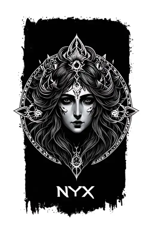 nyx goddess  face tattoo design idea