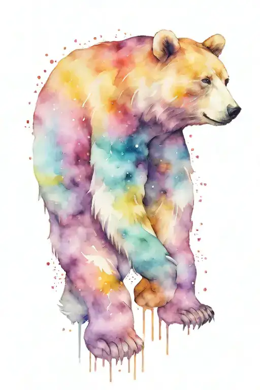 walking  bear galaxy filled tattoo design idea