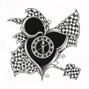 checkered flag pattern with clocks allowing initials to be put in tattoo design idea