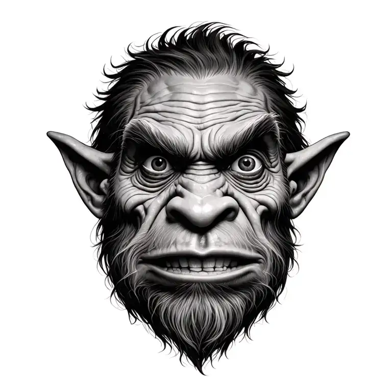 troll portrait tattoo design idea