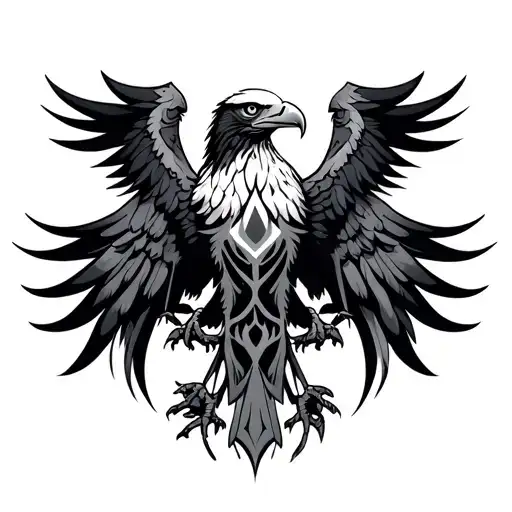 neo gothic tribal eagle tattoo design idea
